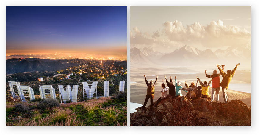 Hollywood sign with people on a cliff